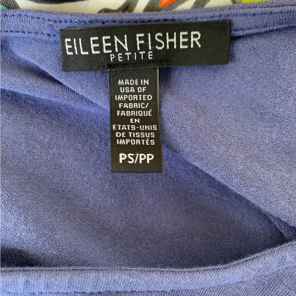 Eileen Fisher Blue Shift Midi Dress size PS Petite Small Cap Sleeve - Picture 8 of 9